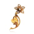 C. 1900 Vintage Cultured Pearl Flower Pin in 10kt Yellow Gold
