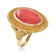C. 1970 Vintage Coral Ring in 18kt Yellow Gold