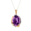 C. 1950 Vintage 44.36 Carat Amethyst and .15 ct. t.w. Diamond Pendant Necklace in 14kt Two-Tone and 18kt Gold