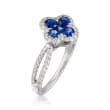 Gregg Ruth .77 ct. t.w. Sapphire and .35 ct. t.w. Diamond Clover Ring in 18kt White Gold