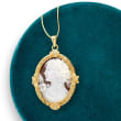 Carved Shell Cameo Pendant with Diamond Accent in 18kt Yellow Gold