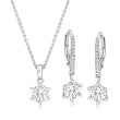 2.50 ct. t.w. CZ Jewelry Set: Pendant Necklace and Drop Earrings in Sterling Silver