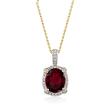 3.90 Carat Garnet and .26 ct. t.w. Diamond Pendant Necklace in 14kt Yellow Gold
