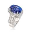 10.80 Carat Tanzanite and 1.30 ct. t.w. Diamond Ring in 14kt White Gold