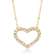 Italian .20 ct. t.w. CZ Open-Space Heart Necklace in 14kt Yellow Gold