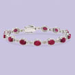 9.10 ct. t.w. Ruby Bracelet with Diamond Accents in Sterling Silver