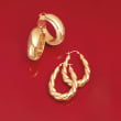 Andiamo 14kt Yellow Gold Twisted Hoop Earrings
