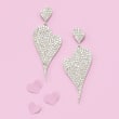 2.00 ct. t.w. Pave Diamond Abstract Heart Drop Earrings in Sterling Silver