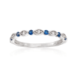 Henri Daussi .11 ct. t.w. Sapphire and Diamond Accent Wedding Ring in 18kt White Gold