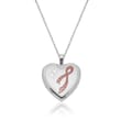 Sterling Silver Breast Cancer Awareness Heart Locket Necklace with Pink Enamel. 18&quot;