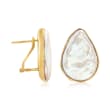 21x15mm Cultured Keshi Pearl Earrings in 18kt Yellow Gold Over Sterling Silver