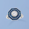 1.60 ct. t.w. Simulated Sapphire and 1.05 ct. t.w. CZ Ring in Sterling Silver