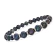 6-8.5mm Black Cultured Pearl and .25 ct. t.w. Diamond Stretch Bracelet with Sterling Silver