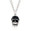 Swarovski Crystal Men's &quot;N the Skull&quot; Jet Hematite Crystal Pendant Necklace in Silvertone