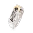 Phillip Gavriel &quot;Italian Cable&quot; Sterling Silver Ring with 18kt Gold