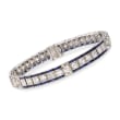 C. 1940 Vintage 5.40 ct. t.w. Synthetic Sapphire and 4.30 ct. t.w. Diamond Bracelet in Platinum