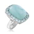 19.00 Carat Aquamarine and 2.60 ct. t.w. Sky Blue Topaz Ring in Sterling Silver