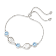 Mother-of-Pearl and 6.00 ct. t.w. Sky Blue Topaz Bolo Bracelet in Sterling Silver