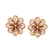 C. 1980 Vintage 3.5mm Cultured Pearl and 1.10 ct. t.w. Ruby Flower Clip-On Earrings with Diamonds in 14kt Gold