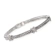 Phillip Gavriel &quot;Woven&quot; .20 ct. t.w. White Sapphire Small X Station Link Bracelet in Sterling Silver