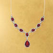8.70 ct. t.w. Garnet and .26 ct. t.w. Diamond Necklace in Sterling Silver