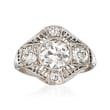 C. 1940 Vintage 2.07 ct. t.w. Diamond Filigree Ring in Platinum