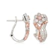 Simon G. .51 ct. t.w. White and Pink Diamond Floral Earrings in 18kt Two-Tone Gold