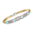 C. 1980 Vintage Opal and 1.50 ct. t.w. Diamond Bracelet in 18kt Two-Tone Gold