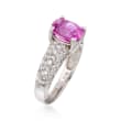 C. 2000 Vintage 3.17 Carat Pink Sapphire and .80 ct. t.w. Diamond Ring in Platinum
