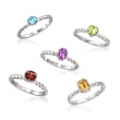 2.50 ct. t.w. Multi-Gemstone Jewelry Set: Five Rings in Sterling Silver
