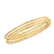 Italian 22kt Gold Over Sterling Jewelry Set: Three Hammered Bangle Bracelets