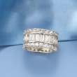 6.95 ct. t.w. Baguette and Round CZ Eternity Band in Sterling Silver