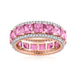 5.75 ct. t.w. Pink Sapphire and .64 ct. t.w. Diamond Eternity Band in 14kt Rose Gold