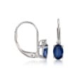 1.20 ct. t.w. Sapphire Earrings with Diamond Accents in 14kt White Gold