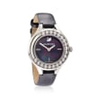 Swarovski Crystal Lovely Crystals Women's Stainless Steel Watch with Black Mother-Of-Pearl and Leather             