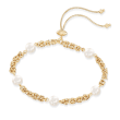 7mm Cultured Pearl Byzantine Link Bolo Bracelet in 14kt Yellow Gold