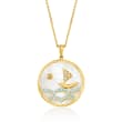 .90 ct. t.w. Swiss Blue Topaz Sailboat Pendant Necklace with Diamond and Sapphire Accents in 18kt Gold Over Sterling