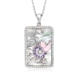 Mother-of-Pearl and .40 ct. t.w. White Topaz Pendant Necklace with Multicolored Enamel in Sterling Silver