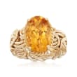 5.00 Carat Citrine Byzantine Ring in 14kt Yellow Gold