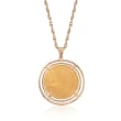 C. 1970 Vintage Turkish Gold 100 Kurush Coin Pendant Necklace in 18kt and 22kt Gold