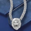 Italian Sterling Silver Byzantine Lion Head Necklace