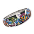 Belle Etoile &quot;Under the Sea&quot; Multicolored Enamel and 4.35 ct. t.w. CZ Bangle Bracelet in Sterling Silver