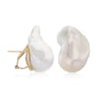 22x18mm Cultured Baroque Pearl Earrings with 14kt Yellow Gold