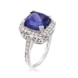 7.50 Carat Tanzanite and .60 ct. t.w. Diamond Ring in 14kt White Gold