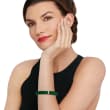 Green Jade Bangle Bracelet with Sterling Silver