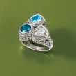 Balinese 5.10 ct. t.w. London Blue and White Topaz Ring in Sterling Silver