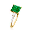 3.00 Carat Simulated Emerald and .38 ct. t.w. CZ Ring in 18kt Gold Over Sterling