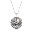 Sterling Silver Cardinal Disc Pendant Necklace. 18