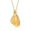 Simon G. .10 ct. t.w. Diamond Butterfly Wing Pendant Necklace in 18kt Yellow Gold