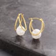 8-9mm Cultured Pearl Double-Hoop Earrings in 14kt Yellow Gold